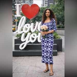 Anthropologie NWT Farm Rio x Anthropologie Geo Heart Long-Sleeve Midi size XL.